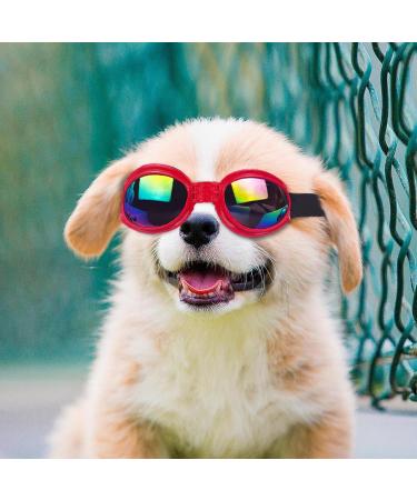Luckxing Dog Sunglasses - UV Protection & Windproof Puppy Glasses for Medium Dogs - Adjustable Strap & Stylish Red Motorcycle Design - Buy Online on GoSupps.com