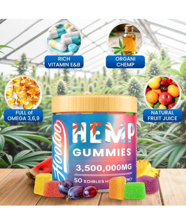 HOOLOO Hemp Gummies for Adults 6 Fruity Flavors for Deep Bedtime Relax Hemp Gummy Infused Vitamins and Omega 3 Made in USA Fruity - 3 500 000 - 1 PACK - Buy Online on GoSupps.com