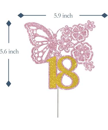 Tenhaisi Pink & Gold 3D Butterfly Flower Sign 18 Cake Topper - Happy 18th Birthday/Anniversary Party Decoration 3D Cake Topper- Girls 18th Birthday Party Supplies - Buy Online on GoSupps.com
