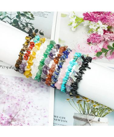 Rbenxia 12 Chakra Stones Healing Crystals Bracelets - Colorful Gemstone Chips for Reiki Healing - 12 Colors - Buy Online on GoSupps.com