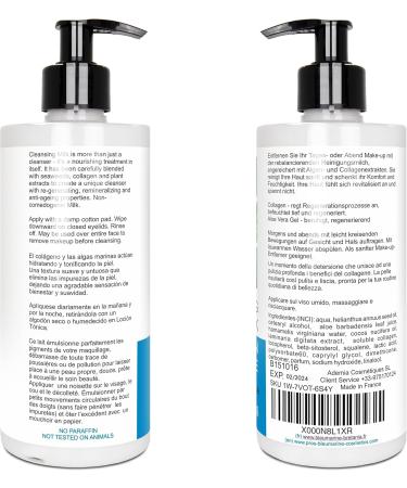 Facial Cleanser All Skin - Collagen & Algae Gentle Cleansing Milk 1000 ml Eye & Face Make-up Remover Made in Brittany-France - Buy Online on GoSupps.com