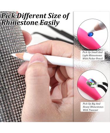 Rhinestone Picker Pencil for Nail Art - 3.35 Gem Pickup Pen with Sharpener & Tweezer - 14Pcs Pack - Buy Online on GoSupps.com