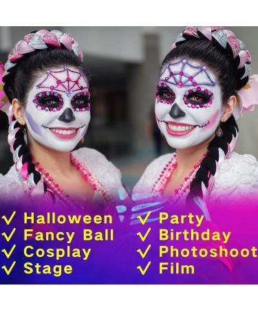 MEICOLY Black White Face Body Paint Stick Set - Complete Halloween Makeup with Sponges & Setting Powder for Adults & Kids Perfect for Clown SFX Skull Zombie and Goth Looks - Buy Online on GoSupps.com