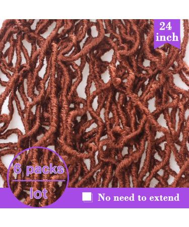 ZRQ 24 Inch Ginger Soft Locs Crochet Hair - 6 Packs Pre-looped Goddess Locs Curly Wavy 350 Crochet Locs. Synthetic Copper Red Afro Roots Dreadlocks Hair Extensions - Buy Online on GoSupps.com