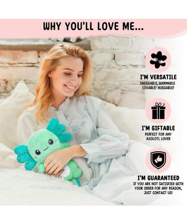 Mint Axolotl Microwavable Heating Pad - Cute Kawaii Plushie for Women and Kids - Hot/Cold Therapy Stuffed Animal - Perfect Axolotl Gift - Buy Online on GoSupps.com