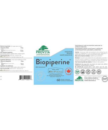 Biopiperine by Provita Nutrition (Canadian Made) 60 Capsules - Buy Online on GoSupps.com