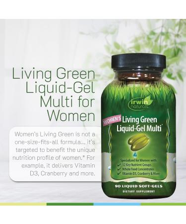 Irwin Naturals Women's Living Green Liquid-Gel Multi - 180 Liquid Soft-Gels (90 ct. 2 Pack) - Includes 70 Essential Nutrients, Vitamins & Minerals - 60 Total Servings - Buy Online on GoSupps.com