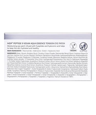 MDP+ Peptide 9 Vegan Aqua Essence Tension Eye Patch - Hydrating Under Eye Mask with Niacinamide & Hyaluronic Acid for Wrinkle Care Dark Circles & Puffy Eyes | 3.38 oz 60ea - Buy Online on GoSupps.com
