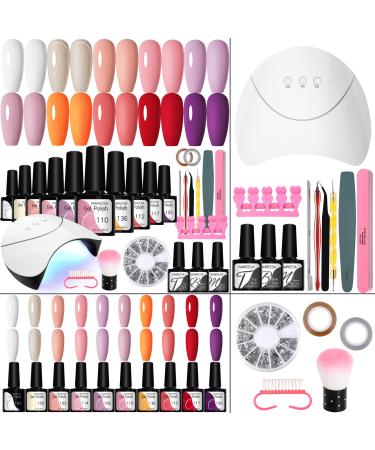 VANREESA Gel Nail Polish Kit with U V LED Nail Light  10 Color and 20 Effect Gel Nail Polish White Pink Purple Red Gel Nail Polish Set Nail Kit for Beginners with Everything for Women Gift