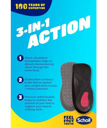 Scholl Orthotic Insoles - Knee to Heel Pain Relief with 3-in-1 Action - Size Small (UK 4.5-6.5) - 1 Pair - Buy Online on GoSupps.com