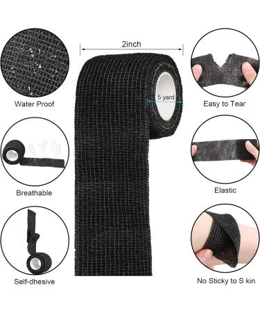 48 Pack 2x5yd Self Adhesive Wrap Bandages Bulk - Breathable Athletic Tape for Sports Injuries, First Aid & Pets - Black Cohesive Bandage Tape - Buy Online on GoSupps.com