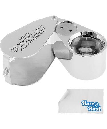 40X Illuminated Jeweler LED UV Lens Loupe Magnifier with Metal Construction and Optical Glass - Kare and Kind Retail Package - Silver - Buy Online on GoSupps.com