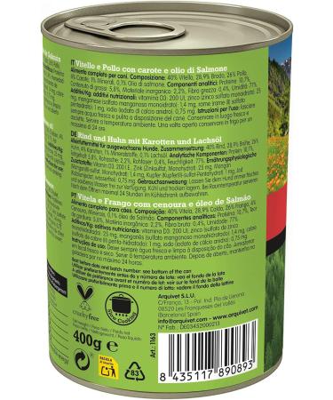 Arquivet Adult Veal and Chicken with Carrots and Salmon Oil 400 g (Pack of 1) - Buy Online on GoSupps.com