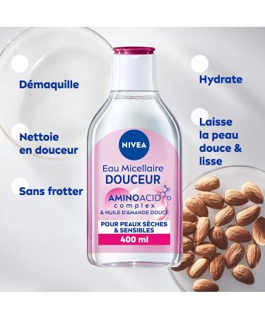 NIVEA GENTLE Micellar Water for Dry and Sensitive Skin (1 x 400 ml) make-up remover enriched with micelles and amino acids without fragrance face eyes & lips cleanser - Buy Online on GoSupps.com