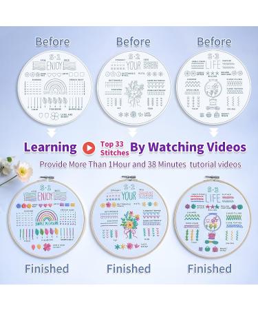 ETSPIL Embroidery Kit for Beginners - Learn 33 Stitches, Includes Hoop, Color Threads & Easy Instructions - Buy Online on GoSupps.com