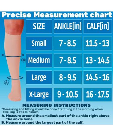 Made in USA 30-40mmHg Compression Knee Hi Socks - Unisex Support Stockings for Travel and Work - Beige, Large (1 Pair) - Buy Online on GoSupps.com