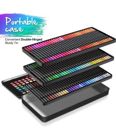 Hethrone 100 Colors Dual Tip Brush Pens Set for Adult Coloring, Calligraphy & Drawing - Fine Tip Art Markers for Painting & Lettering (Black) - Buy Online on GoSupps.com