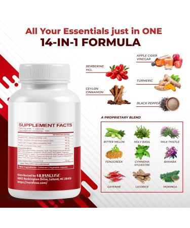 Berberine 14-in-1 Supplement with Ceylon Cinnamon Apple Cider Vinegar Turmeric Bitter Melon Holy Basil Milk Thistle Fenugreek Gymnema Banaba - Made in The USA 150 count (pack of 1) - Buy Online on GoSupps.com