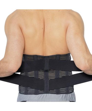 NeoTech Care Adjustable Compression Wide Back Brace Lumbar Support Belt - Size L (Charcoal) | Best Support for Lumbar Pain Relief - Buy Online on GoSupps.com