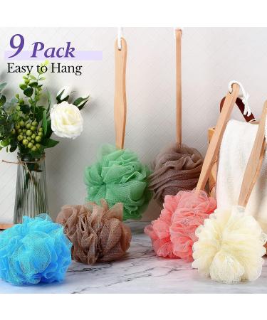 9 Pcs Long Handled Loofah Back Scrubber with Soft Mesh Sponges | Exfoliating Bath Sponge Set for Men and Women | Multicolored - Buy Online on GoSupps.com
