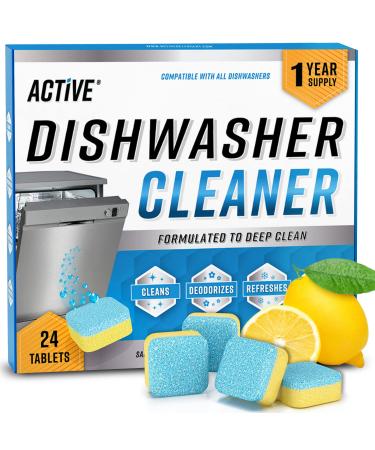 Dishwasher Cleaner And Deodorizer Tablets - 24 Pack Deep Cleaning Descaler Pods Formulated To Clean Dish Washer Machine, Heavy Duty And Septic Safe, Natural Remover For Limescale, Hard Water, Calcium, Odor, Smell - 12 Month Supply