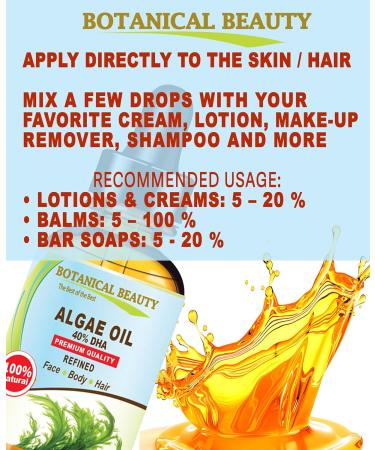 Botanical Beauty ALGAE OIL Omega 3 Oil 40% DHA 100% Natural for FACE SKIN BODY HAIR NAILS 2 Fl.oz.- 60 ml Skin Moisturizer Oil Skin Nourishing Oil - Buy Online on GoSupps.com