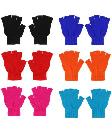 QKURT 6 pairs children's gloves half finger children winter gloves knit gloves suitable for children in old age fit over 16 years old