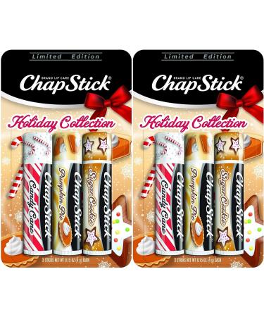 ChapStick Holiday Limited Edition Seasonal Flavored Lip Balm Tube Candy Cane Pumpkin Pie & Sugar Cookie Flavors 0.15 Ounce Each 6 Sticks Total