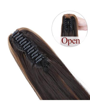 Buy Ponytail Extension Clip-in Braid - Heat-Resistant Micro-Wavy Hair - 22 (55cm) Dark Brown & Sandy Blonde - Buy Online on GoSupps.com