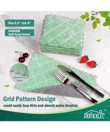 HOMEXCEL 12-Pack Premium Coral Fleece Dish Towels - Super Absorbent, Nonstick, Washable Kitchen Cloths - Buy Online on GoSupps.com