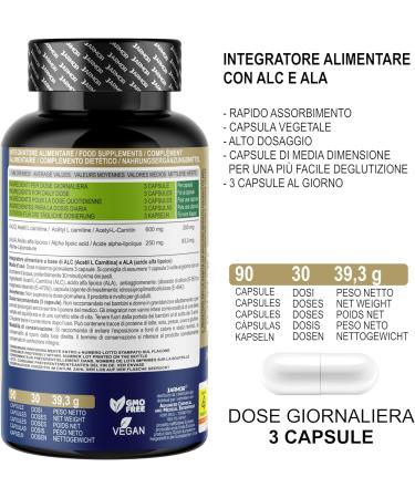 Jarmor L-Carnitine & Alpha Lipoic Acid Supplement - 90 Capsules | 600mg L-Carnitine & 250mg ALA for Weight Loss & Energy Boost | International Shipping Available - Buy Online on GoSupps.com
