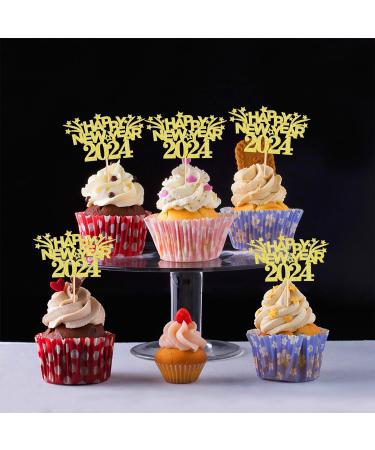 Ercadio 24 Pack Happy New Year 2024 Cupcake Toppers Gold Glitter Happy 2024 New Year Cupcake Picks Cheer to 2024 Cupcake Toppers Champagne Celebration Cake Picks for New Year Party Decor Supplies D-gold 2024 - Buy Online on GoSupps.com