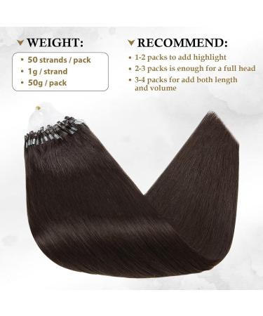 Tess Microring Extensions | 0.5g Remy Human Hair Loop Extensions | 100 Strands 55cm #2 Dark Brown - Buy Online on GoSupps.com