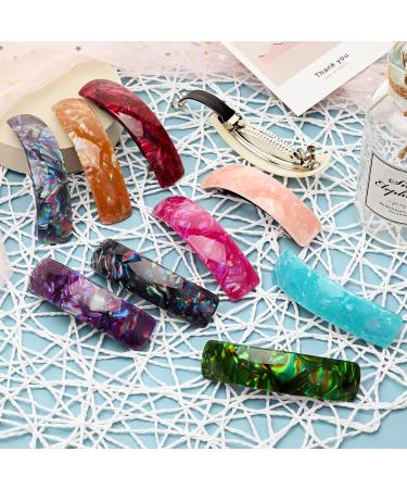 10 Classic Retro Acrylic Hair Clips - Large Rectangular French Automatic Hair Clips for Women & Girls - Ideal for Thick & Medium Hair (Mixed Colors) - Buy Online on GoSupps.com