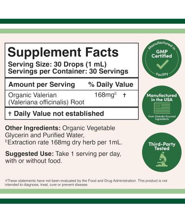 Valerian Root Drops for Sleep - Organic Valerian Root Tincture Extract 168mg - 1 FL OZ 30 Servings (Better Absorbed Than Capsules Enhances Valerian Root Tea) for Relaxation and Calm by Double Wood - Buy Online on GoSupps.com