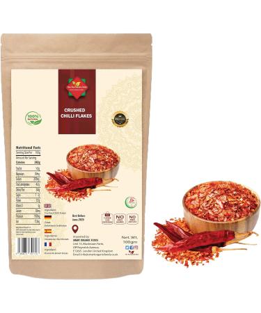 Premium Crushed Red Chillies 100g/3.52oz | Best Chilli Flakes | 100% Natural, No Additives | Pack of 1 - Buy Online on GoSupps.com