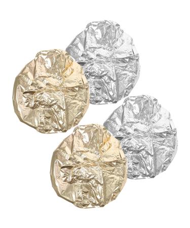 BESTYASH Lot de 4 Bonnets en Aluminium pour Coloration et Soin Capillaire Chapeaux Revitalisants en Papier d'Aluminium Taille 28 CM 2 Argent s 2 Dor s Isolation Thermique pour Profond
