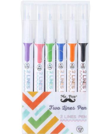 Mr. Pen Double Line Pen 6 Pack - Assorted Colors for Bible Journaling and Drawing - Buy Online on GoSupps.com