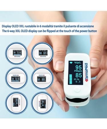 Farmamed 3-in-1 Pulse Oximeter - Professional Oxygen Saturation & Heart Rate Monitor with XXL OLED Display & Protective Case | International Shipping Available - Buy Online on GoSupps.com