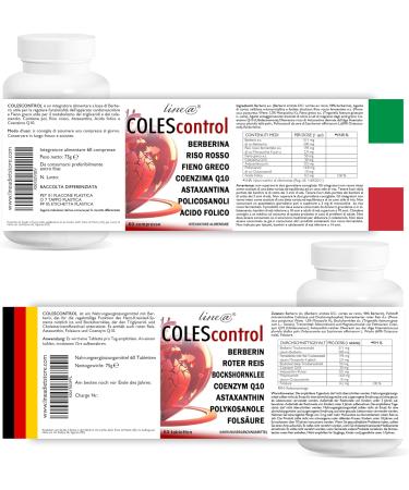 Colescontrol Line Dietary Supplements - Berber Red Rice Bockshornklee Coenzyme Q10 Astaxanthin Policosanols & Folic Acid | 60 Tablets | 2-Month Supply - Shop Now! - Buy Online on GoSupps.com