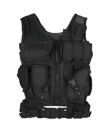 Lixada Sports Vest Equipment Security Vest Training Ves Adjustable Lightweight Vest for Law Enforcement Guard Hunting Black
