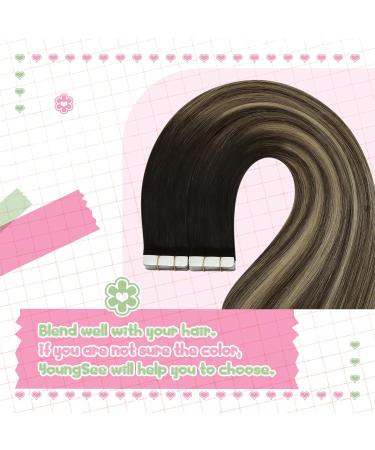 Youngsee Real Hair Tape Extensions - Balayage Ombre #1B/4/27 55cm 50g 20pcs - Smooth Remy Real Hair - Buy Online on GoSupps.com