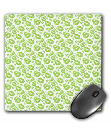 3dRose Two Kisses Collided Lip Smacking Lime Colored Lips Pattern - Mouse Pads (mp_357226_1)
