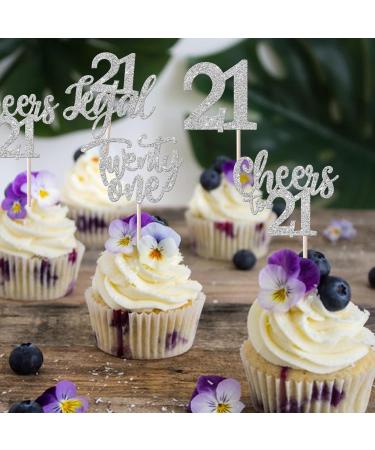 Rsstarxi 24 Pack 21st Birthday Cupcake Toppers Glitter Leg Al 21 Cupcake Toppers Twenty One Hello Cheers to 21 Cupcake Picks for Happy 21st Anniversary Birthday Party Cake Decorations Silver Silver 21st - Buy Online on GoSupps.com