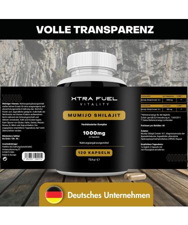 High-Dose Shilajit Capsules 1000mg - 120 Vegan Capsules - Natural Mumijo Extract - Mineral Rich Humic Acid & Fulvic Acid - International Shipping Available - Buy Online on GoSupps.com