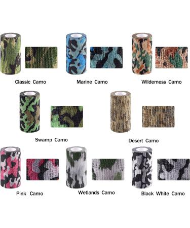 BQTQ Camouflage Cohesive Bandage 4 Inch - Pack of 8 Rolls | Self Adherent Stretch Wrap Tape for Sports Injuries - Ankle Sprains, Swelling | 8 Colours Camo Design | Ideal for Human and Animals - Buy Online on GoSupps.com