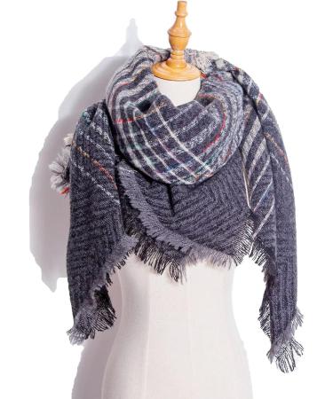 Women's Warm Printed Triangular Scarf - Gray Neck Wrap for Cold Weather & Autumn - Buy Online on GoSupps.com