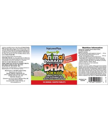Nature's Plus Source of Life Animal Parade DHA - Chewable Cherry Tablets for Kids - 90 Count - Buy Online on GoSupps.com