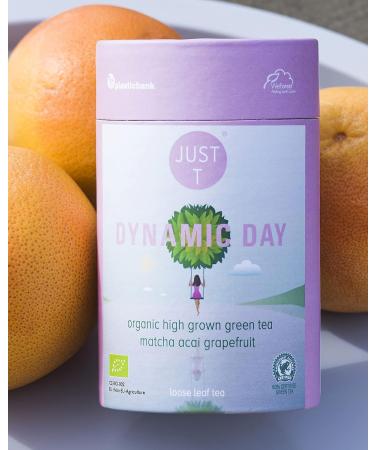 Dynamic Day Loose Leaf Tea 125g | Organic Green Tea with Acai & Grapefruit | Premium High-Grown Blend in Tin - Buy Online on GoSupps.com