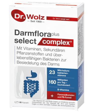 Darmflora plus Select Complex Dr.Wolz - Highly dosed with 23 bacterial strains 160 billion a day flavonoid complex and PB formula 80 capsules - Buy Online on GoSupps.com